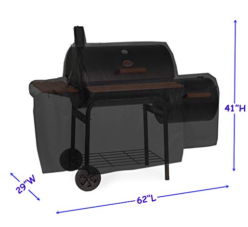 Image of Heavy Duty Waterproof Grill Cover for Char-Griller 2121,2123 Grills and Char-Griller Smokers with Side Fire Box,Black