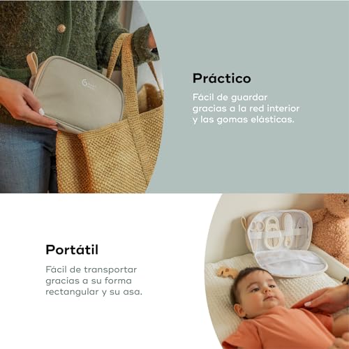 Miniatura 5 de Babymoov Kit Para El Cuidado Del Bebé, Compacto, Portátil, Desde El Nacimiento, 9 Accesorios Esenciales Que Incluyen Cepillo Para El Pelo, Termómetro Digital, Y De Baño, Cortaúñas, Beige