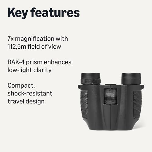 Amazon Basics 7x25 Compact Binoculars, FMC Optics, Lightweight Portable Design for Travel and Outdoor Use, Black, 1-Pack by Amazon Basics - Image 2