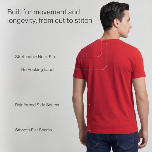 Image of KHOR Men's 100% Breathable Cotton Crew Neck T-Shirt, Regular Fit, Short Sleeve,