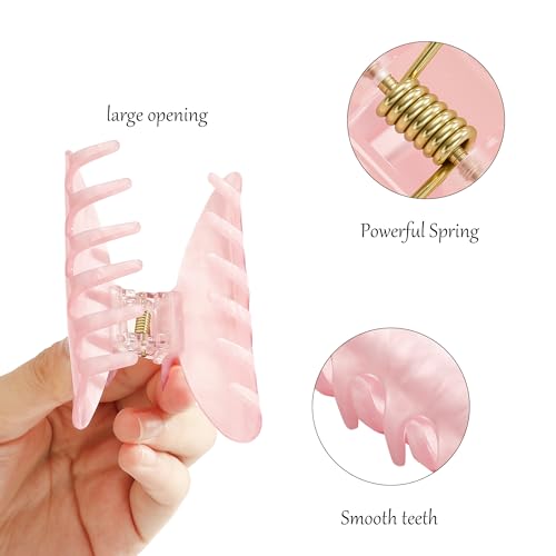 Image of 2 PCS Hair Claw Clips for Women Non-slip Hair Clips Strong Hold Large Hair Claw Clip for Thick Thin Hair Pink Elegant Hair Accessory for Girls