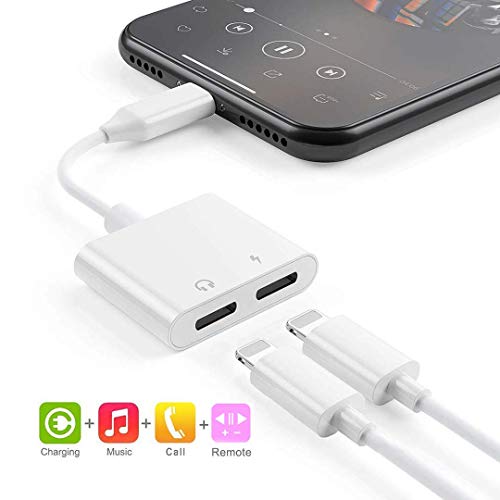 for iPhone Headphone Adapter Dongle Charger Dual Jack AUX Audio with iPhone 7/7Plus/8/8Plus/X/XS/XR/10/XS