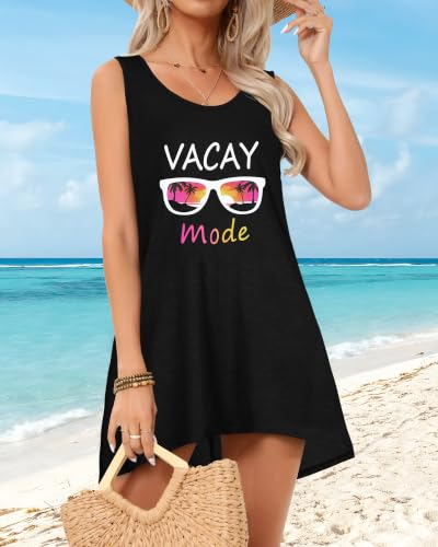 Image of elescat Womens Swimsuit Cover Up Summer Sleeveless T Shirt Beach Dress Tank Bikini Coverups 2026