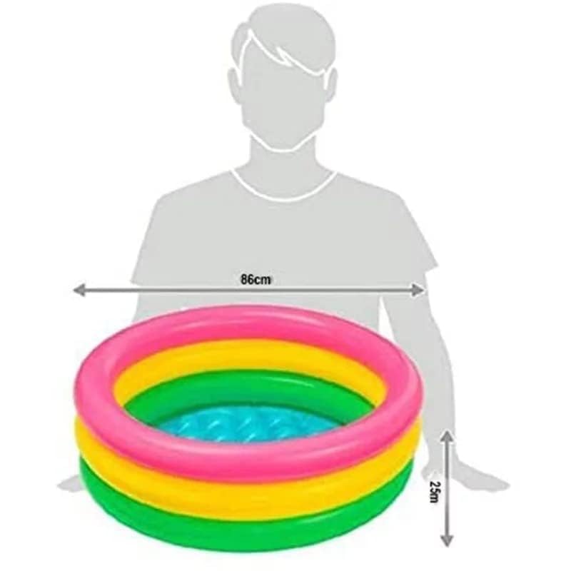 Image of New Glow 3 Ft Round Swimming Inflatable Round Colourful Ring Portable Kids tub for Indoor and Outdoor (Multi Color)