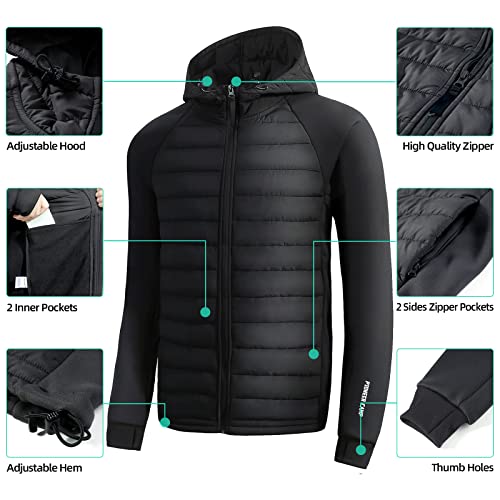 Pioneer Camp Men's Lightweight Puffer Running Jacket Waterproof Winter Down Jacket Hooded Insulated Puffy Thermal Hybrid Coat #TOP2