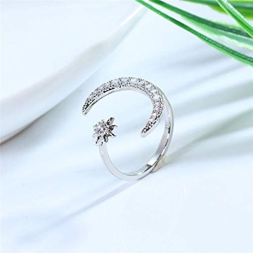 FUTIMELY Moon Crescent Star Ring for Women Adjustable Moon Sun CZ Statement Ring Dainty Crystal Crescent Finger Ring - Image 8