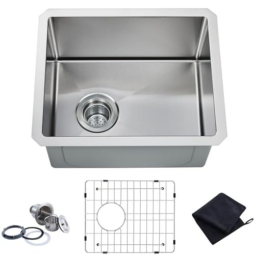 Clearance Kitchen Sink, 18"X15"X9" Undermount Sink, Single Bowl 16 Gauge(1.5mm) Stainless Steel Kitchen Sink, 80% Covered by Silicone Pad, with Draining Rack and Dishcloth