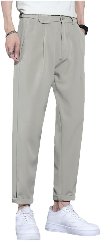 Xingfenly Spring Summer Business Suit Pants Pendulous Smooth Solid Casual Full Office Formal Trousers Male