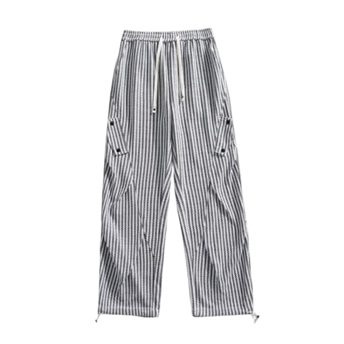 Pantalon cargo en coton homme de randonnée rétro à rayures