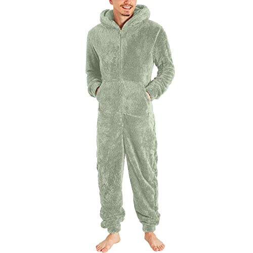 Caxndycing Men's One Piece Pyjamas, Sleepsuit, Par de Hombre, Mono de Felpa Caliente, Mono de Forro...