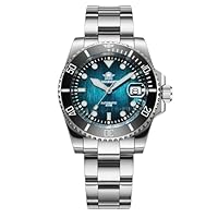 ADDIESDIVE Reloj automático Hombre BGW9 Luminoso Cristal de Zafiro Buceo 200m Relojes analógico Hombre con Pulsera de Acero Inoxidable AD2078
