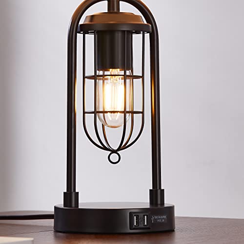 Kyrid 21'' Table Lamp Set Of 2 With Night Light And Usb Port Industrial Modern Nightstand Lamp Set (Bulbs Included) #TOP3