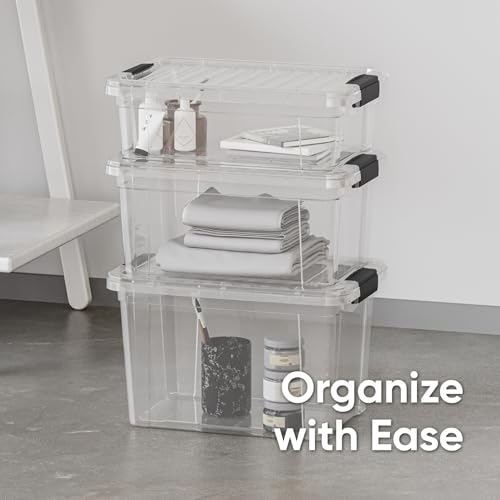 Image of Superio 7.4 Quart Clear Plastic Storage Bin with Lid, Stackable Organizer Box, BPA-Free Storage Container for Home, Garage, School & Office, 6 Pack