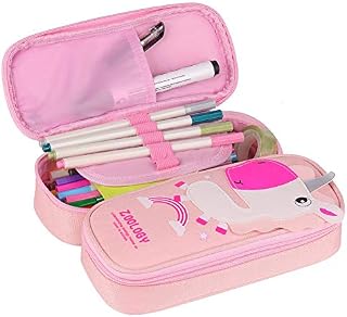Unicorn Pencil Case - WENTS Large Capacity Pencil Case Zippers Unicorn Pencil Bag Office Pen Holder Organizer Stationery Bag with Compartments Christmas Birthday Gift for Girls (Pink Unicorn)