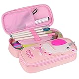 Diseño práctico: Estuche de unicornio con doble cremallera, 2 compartimentos y un asa portátil es muy conveniente para organizar y almacenar artís de papelería. Para que tus artículos de papelería no se ensucien y puedas encontrarlos fácilmente en el estuche, si quieres usarlo.