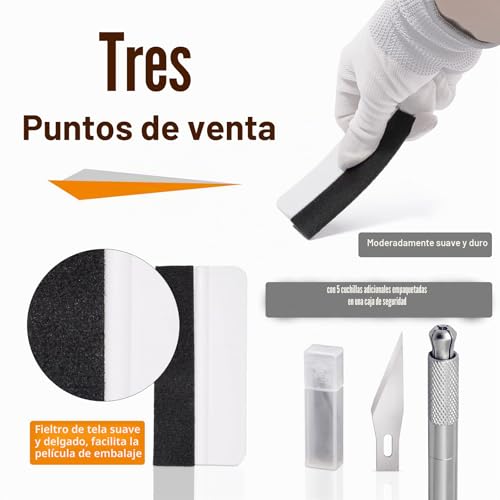 Miniatura 6 de Ehdis Kits De Aplicadores De Instalación De Lámina De Vinilo Juego De Mini Escobilla De Goma De Tinte De Envoltura Suave, Juego De Herramientas De Lámina Con Cuchillo De Precisión Y Escobilla De Goma