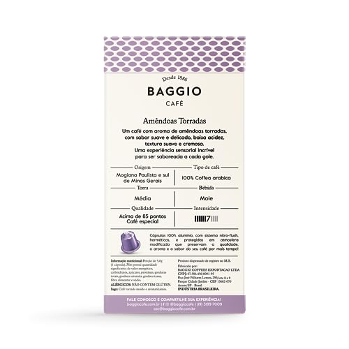 Baggio Café Cápsulas De Café Aroma Amêndoas Torradas Compatível Com Nespresso Contém 10 Cápsulas