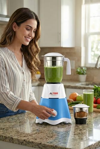 Image of 750W Mixer Grinder with 1x400 ml Stainless Steel Jar | High Power Turbo Motor | 3 Speed Control | ABS Body | Compact & Durable Kitchen Mixer