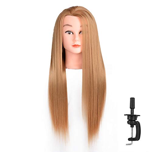 QNQZ Mannequin Head Hair Hairdresser Practice Head 26"-28" Long Synthetic Fiber Hair Cosmetology Mannequin Head Hair Styling Training Mannequin Head Doll Styling Head for Girls