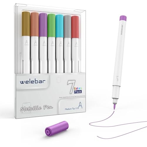 Bolígrafos metálicos para Cricut Joy con punta redonda 1.0 mm de flujo continuo, 7 unidades