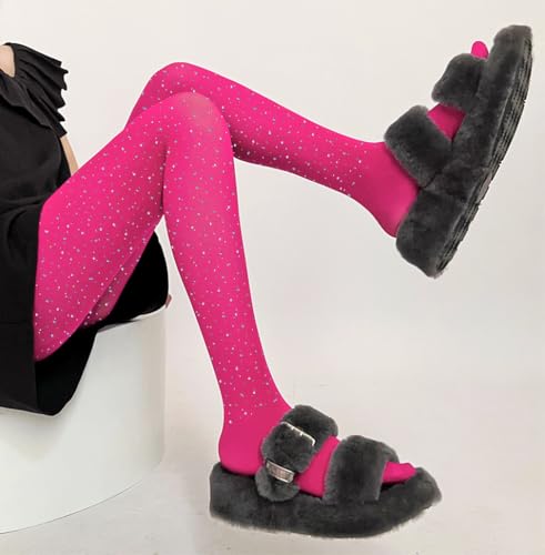 Image of LUCKELF Girls Glitter Tights, Soft Opaque Tights Sparkle Rhinestone Tights School Dress Dance Stockings