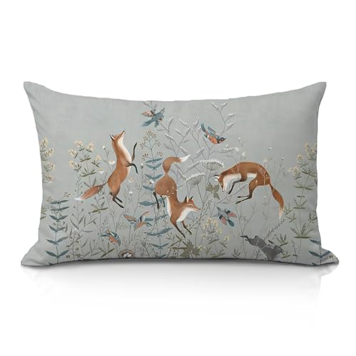 IAFQWDS Rustic Forest Fox 12x20 Pillow Cover, Cottagecore Home Decor,