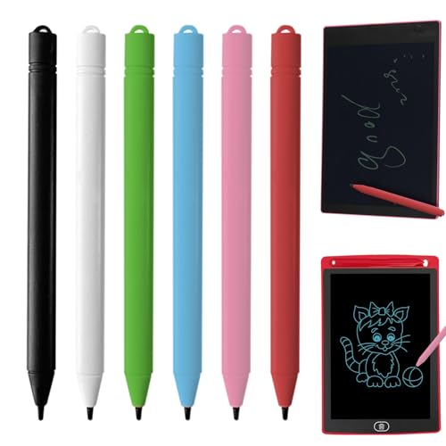 Stylo Tablette Tactile, 6 Pièces Stylet Tactile avec Remplacement pour Garçon Fille Et Adultes pour Enfants Ordinateurs Portables Stylo à Peindre(Noir Rouge Vert Blanc Rose Bleu Clair)