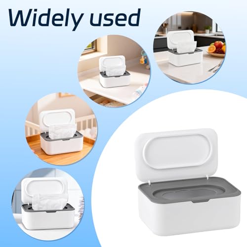 XxinXrong Feuchttücher Spender Box, Nachfüllbare Feuchttuch-Box mit Deckel, Hält Feuchttücher Frisch & Sauber, Einhand-Bedienung, Grau – Ideal für Bad, WC und Kinderzimmer