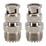Gorise 2 Stück BNC Auf SO239 Adapter RF Koaxial Antennenanschluss BNC Stecker Auf UHF PL259 Buchse Low Loss Ham Radio Silber