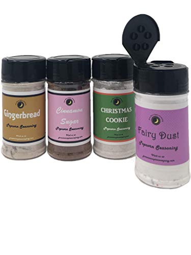 Premium | POPCORN SEASONING Variety 4 Pack | Gingerbread Popcorn Seasoning | Cinnamon Sugar Popcorn Seasoning | Christmas Cookie Popcorn Seasoning | Fairy Dust Popcorn Seasoning