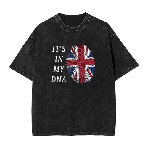 Men's Oversized T Shirts Vintage It's in My DNA Britain Short Sleeve Cotton Casual Baggy Basic Tees for Men Women S-2xl