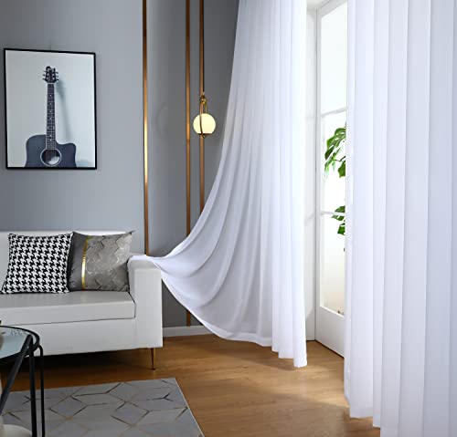 Dreaming Casa DC10808A-1-7 Pure White Curtains 96 Inches Long Sheer Curtains Pinch Pleated Curtains 52 Inch W X 96 Inch L thumb #2