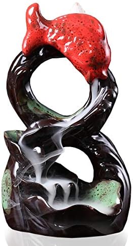 Fish Backflow Incense Burner Handmade Ceramic Waterfall Incense Holders Home Decor Artwork Gift Decorations Statue Ornamentsb