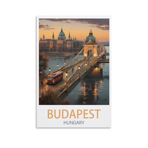 NGeniC Poster de voyage vintage Budapest Hongrie 30 x 45 cm Art moderne pour salon, chambre à coucher, décoration d'intérieur
