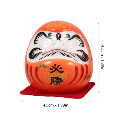LOGOFUN 5PCS Small Daruma Figurine Japanese Daruma Doll Set Ceramic Good Luck Daruma Statue for Indoor Home Car Desktop Decor - No Eyes 4.5CM
