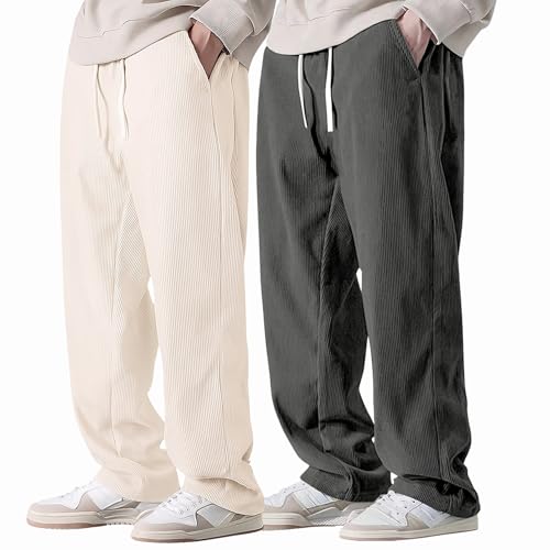 Image of Preneum Men Mid Rise Poly Cotton Loose Fit Trouser || Korean Style Travel & Lounge Wear with Pockets (Available in Plus Size)