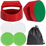 Coopay Air Hockey Pucks and Paddles - 2 Hockey Pushers & 4 Large Hockey Pucks with Nylon Storage Bag, Great Goal Handles Pushers Replacement Accessories for Game Tables (White, Green)