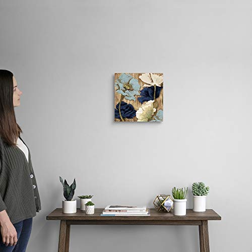 Blue Joyful Poppies Ii Canvas Wall Art Print, Floral Artwork #TOP1