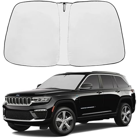 Front Windshield Sunshade fit for Jeep Grand Cherokee 2014-2024 UV Ray Reflector Foldable Car Shade Automotive Windshield Sunshades Jeep Grand Cherokee Windshield Sun Shade |Keeps Your Vehicle Cool| Cover