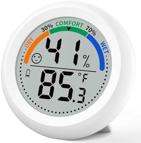 Digitales Innen-Thermometer-Hygrometer,Temperatur&Luftfeuchtigkeitsmessung | Klares LCD‑Display mit Komfort‑Indikator & Smiley‑Symbol,genaue Messwerte für Gewächshaus, Kinderzimmer