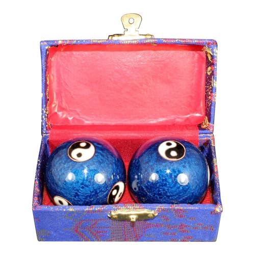 Balles anti-stress chinoises Baoding avec sonnerie – 2 boules cloisonnées en émail naturel de 4,5 cm, boules médicinales chinoises, boules de méditation en métal, boules de santé avec