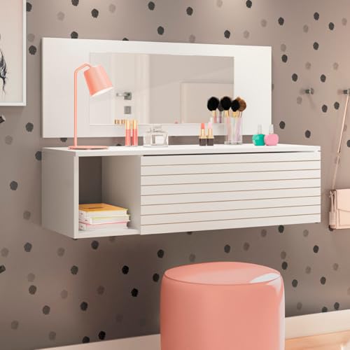 Escrivaninha e Penteadeira Suspensa Joy com Espelho