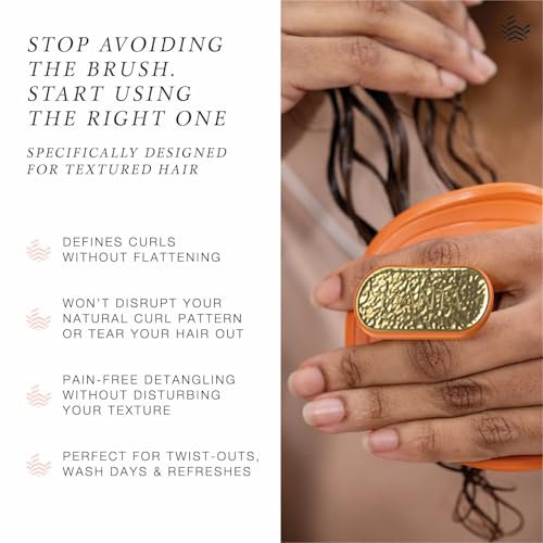Manta Curls Szczotka do włosów zapobiegająca łamaniu się – szczotka do rozczesywania włosów kręconych i afro, delikatna szczotka do włosów mokrych i suchych dla kobiet, pomarańczowa