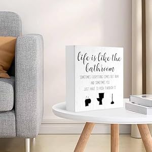 Funny Bathroom Wooden Box Sign Decor for Women Men, Life is Like The Bathroom Wooden Plaque for Bookshelves Tables Living Room Shelf Bedrooms Office Tabletop Decorations 5 x 5 Inches Funny Bathroom Wooden Box Sign Decor for Women Men Life is Like The Bathroom Wooden Plaque for Bookshelves Tables Living Room Shelf Bedrooms Office Tabletop Decorations 5 x 5 Inches