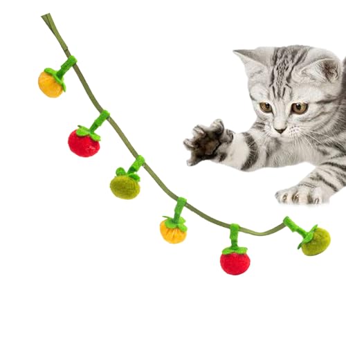 Juguetes de Hierba Gatera para Gatos de Interior - Juguete de Peluche para Gatos con Hierba Gatera,Figura Suave Forma De Tomate, Compañero Antiaburrimiento Con Sonido Para Dormitorio Jardín Parque Via
