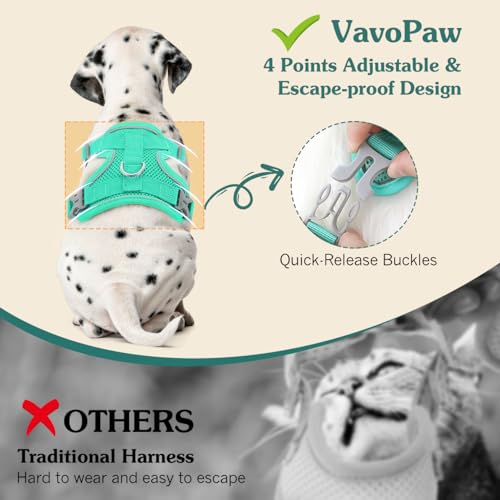 VavoPaw Cat Harness and Leash Set for Walking, Adjustable Kitten Vest Harness with Reflective Strip Breathable Mesh, Escape Proof Soft Pet Safety Vest for Cats, Kittens, Puppies, XL, Lake Blue - Thumbnail 4