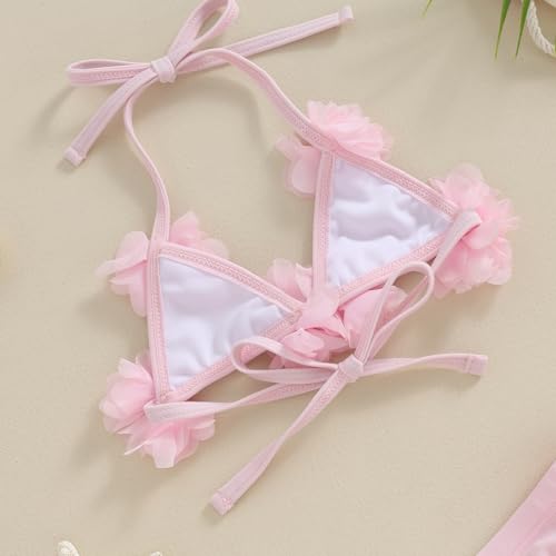 Knnimorning Tees KNNITEES-12BDCYBVVNQXOB1 Newborn Baby Girl Bikini Set Halter Bathing Suit 3D Flower 2 Piece Swimsuit Toddler Summer Beach Swimwear thumb #5