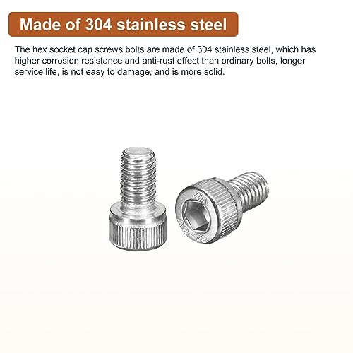 DTGN M8x12mm Socket Head Cap Screws Bolts, 20Pcs 304 Stainless Steel 18-8, Metric Machine Hex Socket Screw, Hex Drive - Image 3