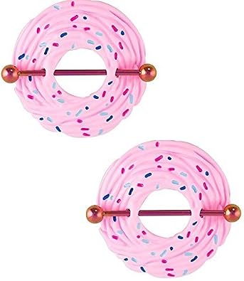 Nipple Shield Rings Barbell Barbells Sold as a Pair 14 Gauge Cupcake and Sprinkles