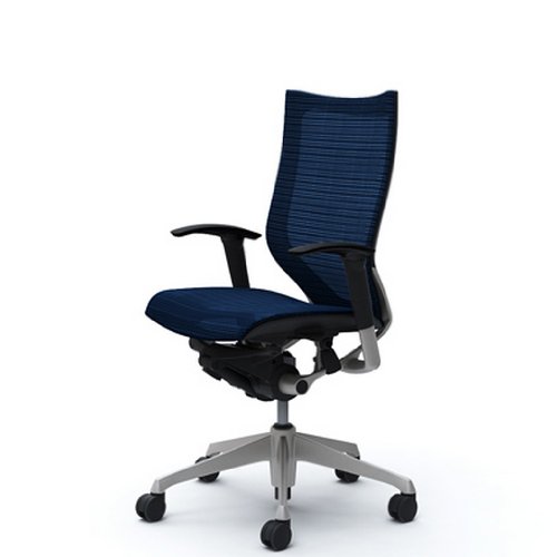 バロン (Baron) チェア 【ハイバック】 シルバ-フレーム 可動肘 座メッシュ ダークブル- CP85CR FDH4